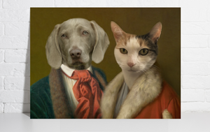 In guter Gesellschaft - Porträt von zwei Haustieren in feinem Zwirn